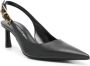 Sergio Rossi Zwarte Leren Puntige Neus Slingback Hakken Black Dames - Thumbnail 6