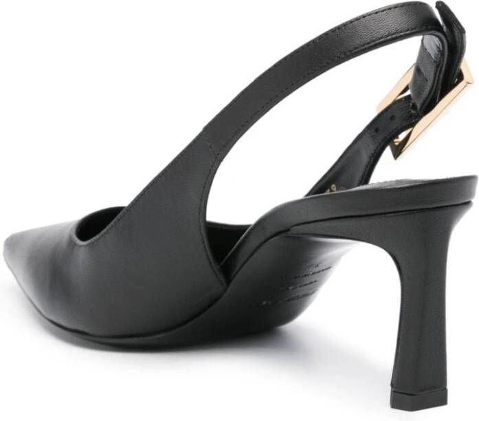 Sergio Rossi Zwarte Korrelige Leren Slingback Hakken Black Dames