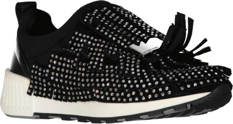 Sergio Rossi Zwarte Kristal Sneakers Aw23 Black Dames