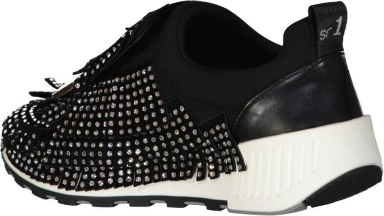 Sergio Rossi Zwarte Kristal Sneakers Aw23 Black Dames