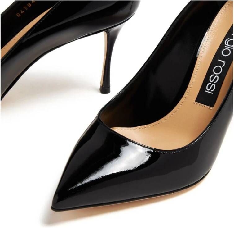 Sergio Rossi Zwarte Lakleren Stiletto Hakken Black Dames