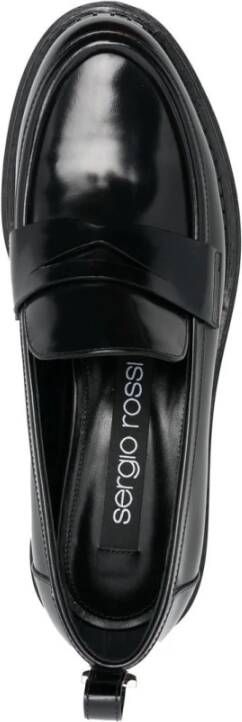 Sergio Rossi Zwarte Leren Instap Platte Schoenen Black Dames