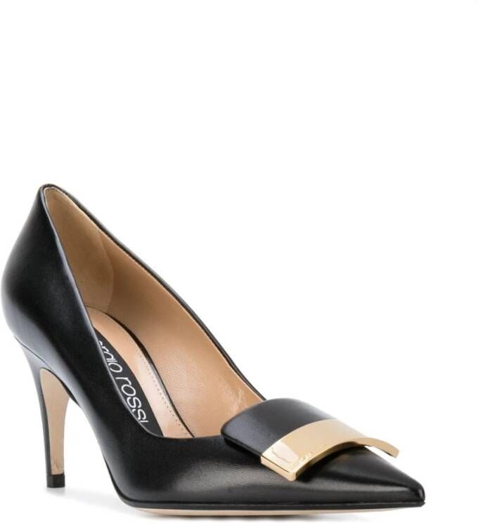 Sergio Rossi Zwarte leren pumps met hak Black Dames