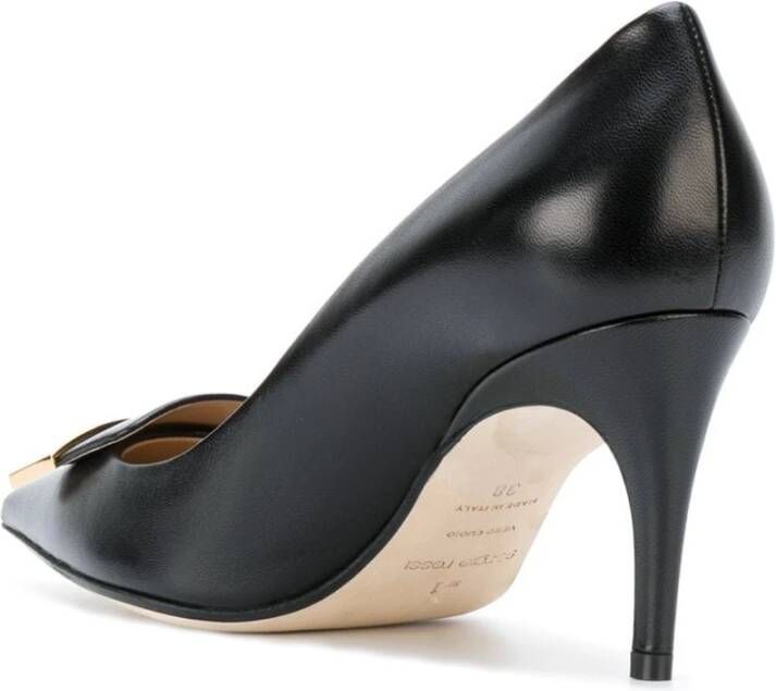 Sergio Rossi Zwarte leren pumps met hak Black Dames