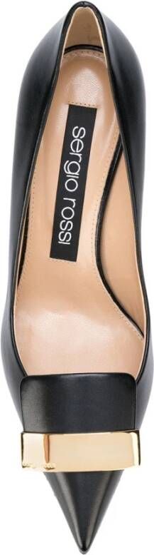 Sergio Rossi Zwarte leren pumps met hak Black Dames