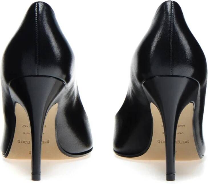 Sergio Rossi Zwarte Leren Pumps met Puntige Neus Black Dames