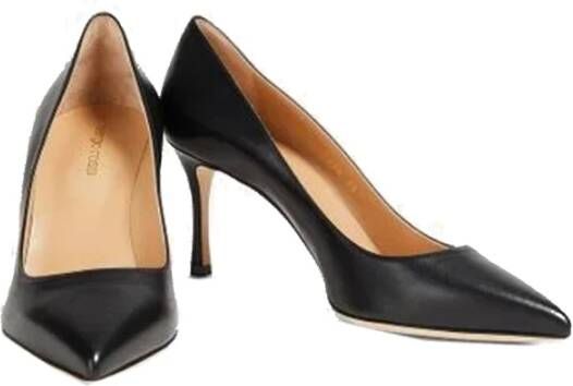 Sergio Rossi Zwarte Leren Pumps met Puntige Neus Black Dames