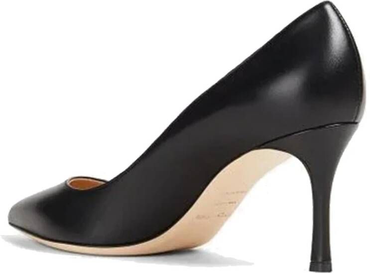 Sergio Rossi Zwarte Leren Pumps met Puntige Neus Black Dames