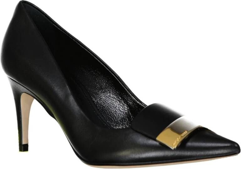 Sergio Rossi Zwarte leren puntige neus pumps Black Dames