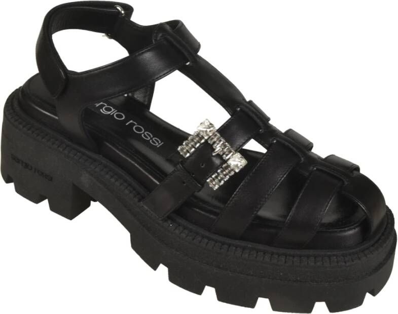 Sergio Rossi Zwarte Sandalen Elegante Stijl Black Dames