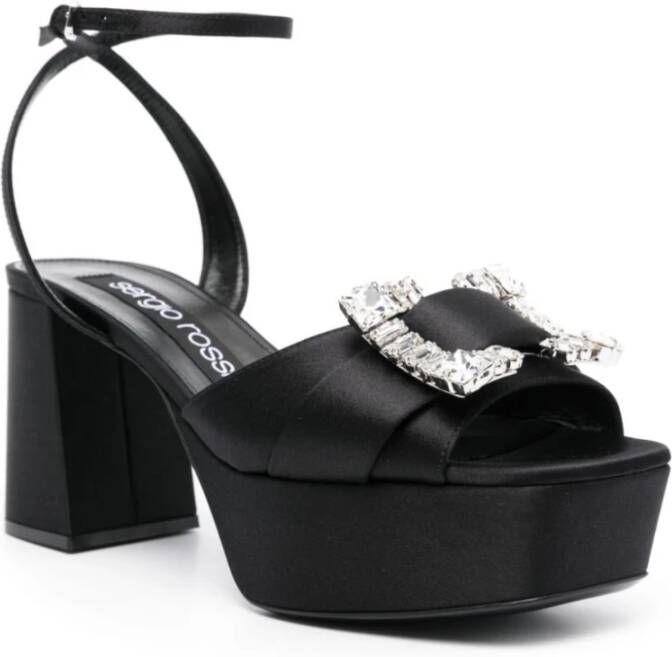 Sergio Rossi Zwarte Sandalen met Edelstenen Black Dames