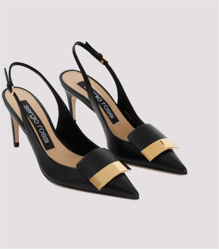 Sergio Rossi Zwarte SR1 Slingback Hakken Black Dames