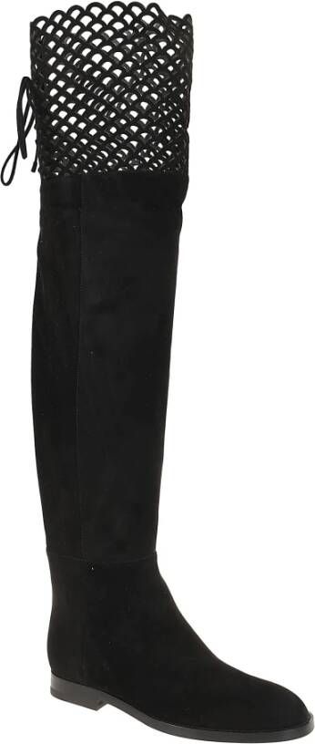 Sergio Rossi Zwarte Suède Enkellaarzen Elegante Stijl Black Dames