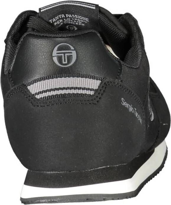 Sergio Tacchini Elegante Zwarte Geborduurde Sneakers Veters Black Heren