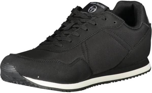 Sergio Tacchini Elegante Zwarte Geborduurde Sneakers Veters Black Heren