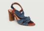 Sessun Blauwe Leren Strik Sandalen Blue Dames - Thumbnail 3