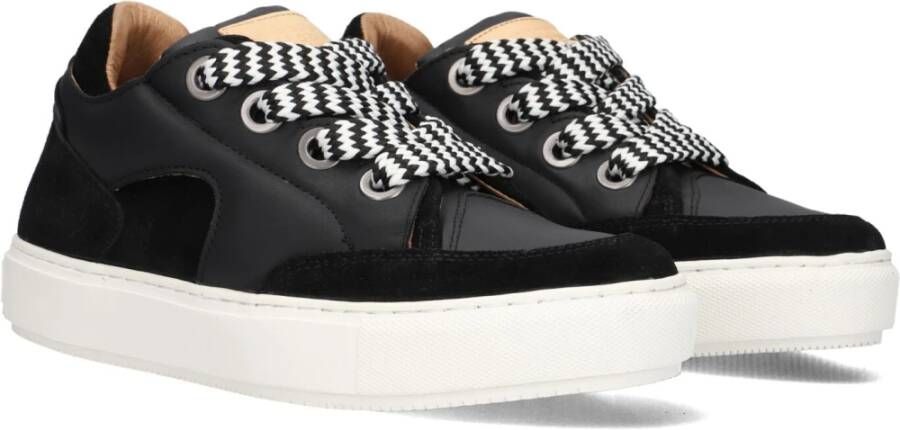 Shabbies Chunky Zwarte Leren Sneakers Black Dames