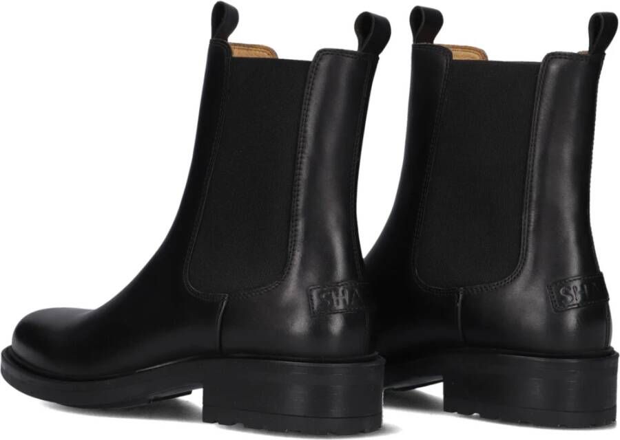 Shabbies Zwarte Leren Chelsea Boots Dean Shelley Black Dames