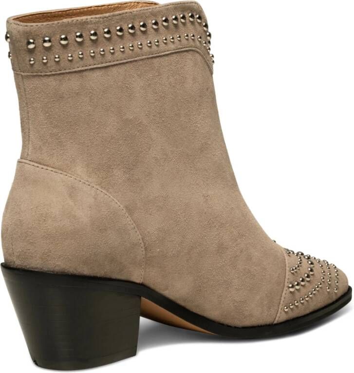 Shoe the Bear Annika Western Stud Suède Laarzen Taupe Beige Dames