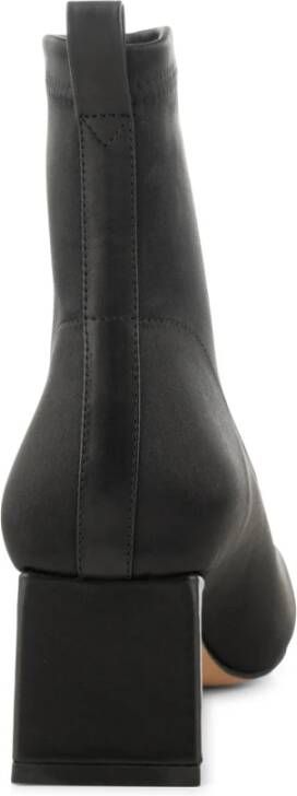 Shoe the Bear Elegante Leren Bootie met Vierkante Neus en Middelhoge Hak Zwart Dames