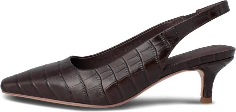 Shoe the Bear Croco Leren Slingback Hak Chocolade Brown Dames