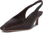 Shoe the Bear Croco Leren Slingback Hak Chocolade Brown Dames - Thumbnail 3