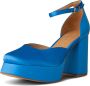 Shoe the Bear Elegante Satijnen Plateauhakken met Enkelband Blue Dames - Thumbnail 2