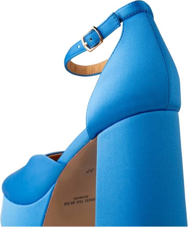 Shoe the Bear Elegante Satijnen Plateauhakken met Enkelband Blue Dames