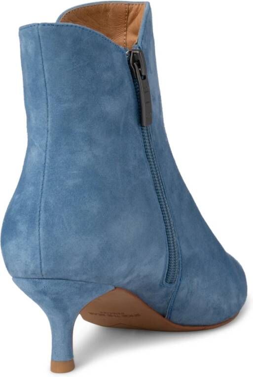 Shoe the Bear Elegante Suède Enkellaars met Ritssluiting Blue Dames