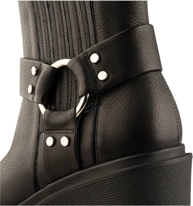 Shoe the Bear Leren Bikerlaars met Harnasdetails Black Dames