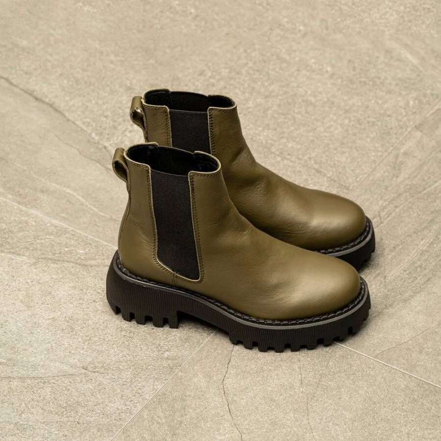 Shoe the Bear Posey chelsea boot leer Algae Green Dames