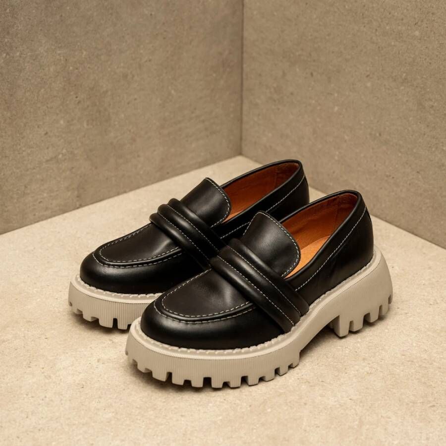 Shoe the Bear Posey loafer leer Zwart Contrast Black Dames