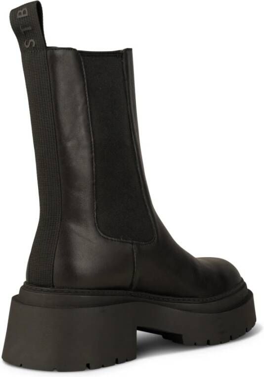 Shoe the Bear Stevige Chelsea Boot van Glad Leer Black Dames