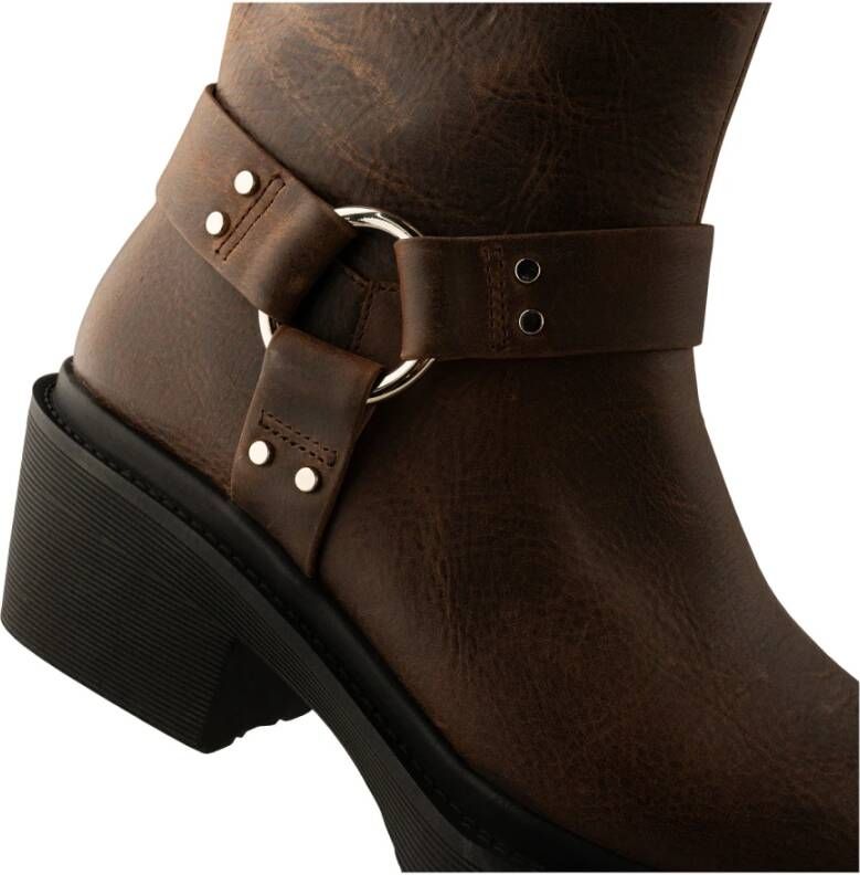 Shoe the Bear Stevige Leren Bikerlaars Brown Dames