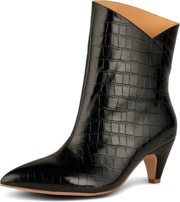 Shoe the Bear Stijlvolle Croco Leren Laars Black Dames