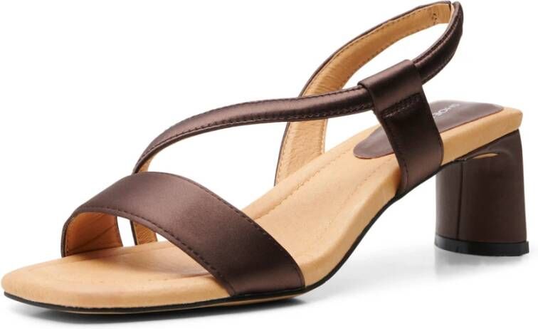 Shoe the Bear Sylvi sandal satin Bruin Satijn Brown Dames