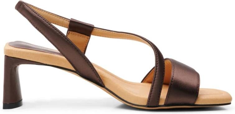 Shoe the Bear Sylvi sandal satin Bruin Satijn Brown Dames