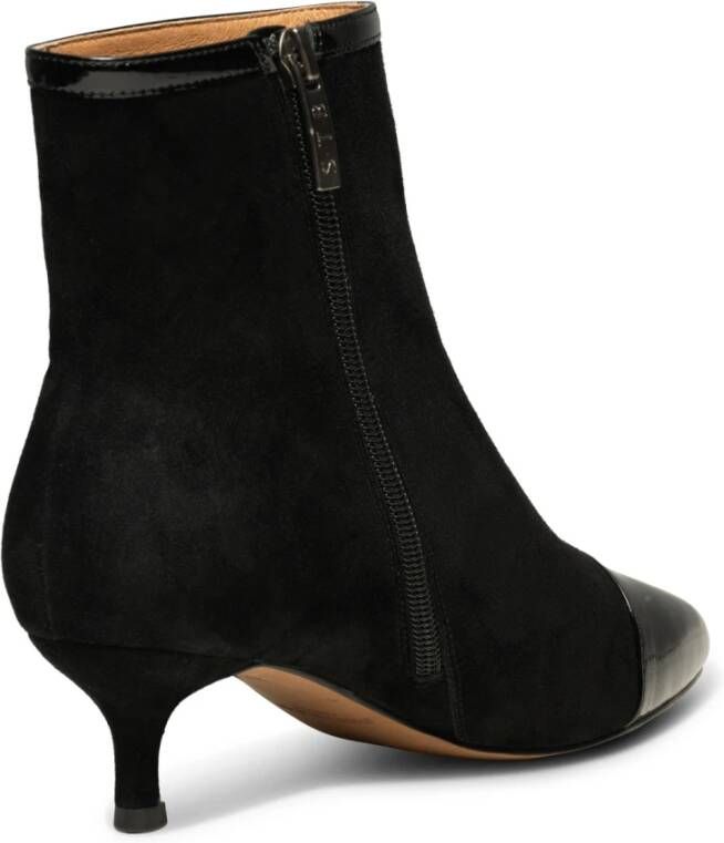 Shoe the Bear Tijdloze Elegantie: Saga Zip Patent Suede Zwart Dames