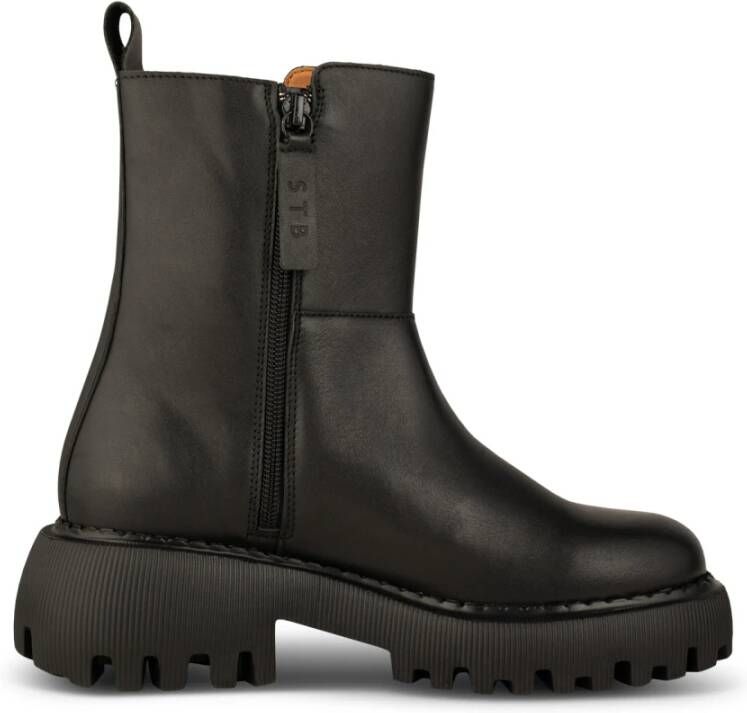 Shoe the Bear Zip Boot Leren Chunky Zool Black Dames