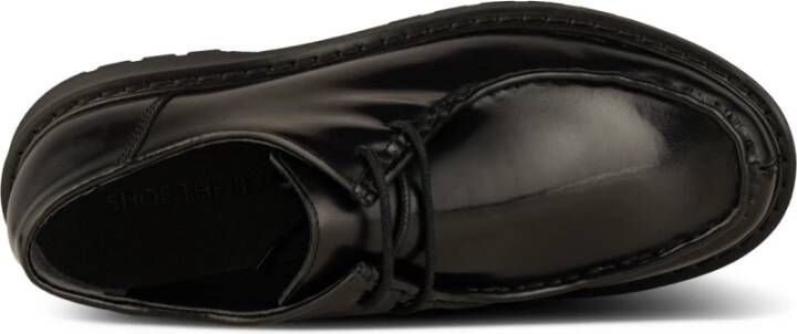 Shoe the Bear Zwarte leren loafers met elegante vetersluiting Black Dames