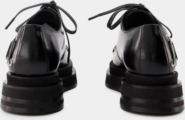 Simone Rocha Zwarte Leren Brogue Loafers met Hartvormige Neus Black Dames