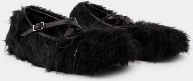 Simone Rocha Zwarte Leren Criss Cross Ballerinas Black Dames