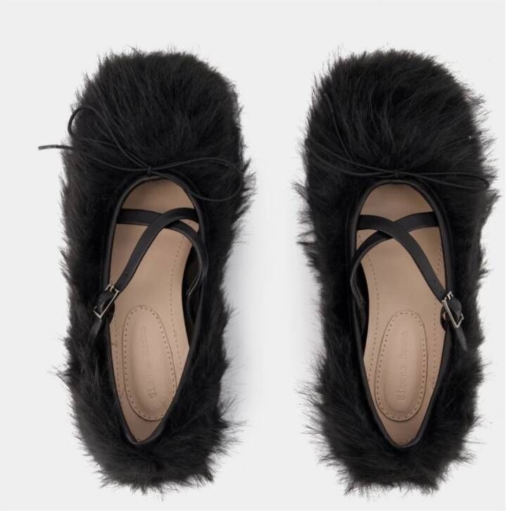 Simone Rocha Zwarte Leren Criss Cross Ballerinas Black Dames