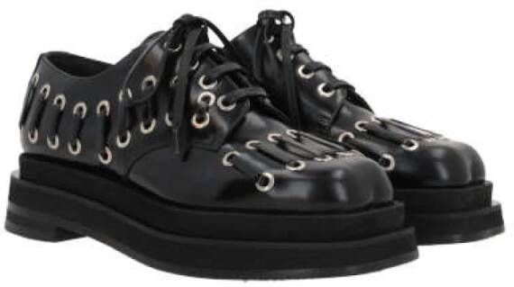 Simone Rocha Zwarte Leren Flatform Derby Schoenen Black Dames