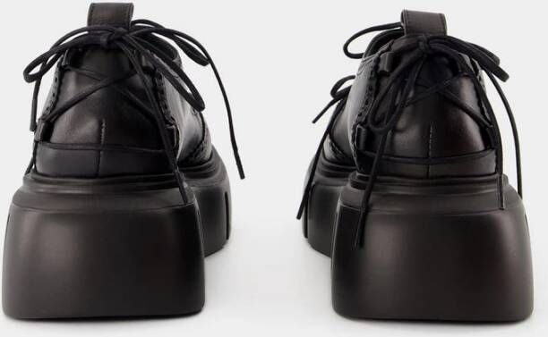 Simone Rocha Zwarte Leren Ghillie Brogue Sneakers Black Dames