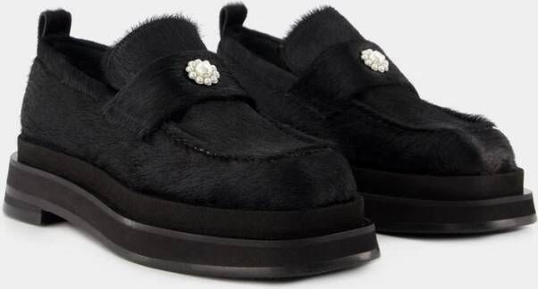 Simone Rocha Zwarte Leren Heart Toe Loafers Black Dames