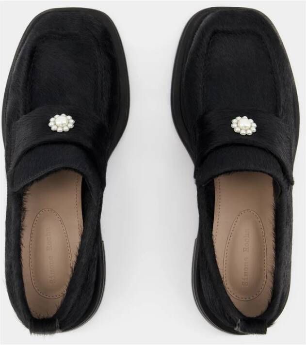 Simone Rocha Zwarte Leren Heart Toe Loafers Black Dames