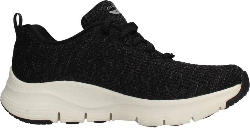 Skechers Ademende Stof Dames Sneaker Black Dames