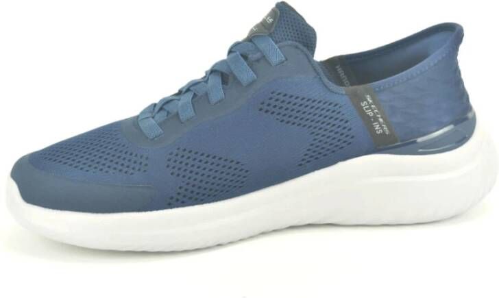 Skechers Blauw Lycra Slip-On Schoenen Blue Heren