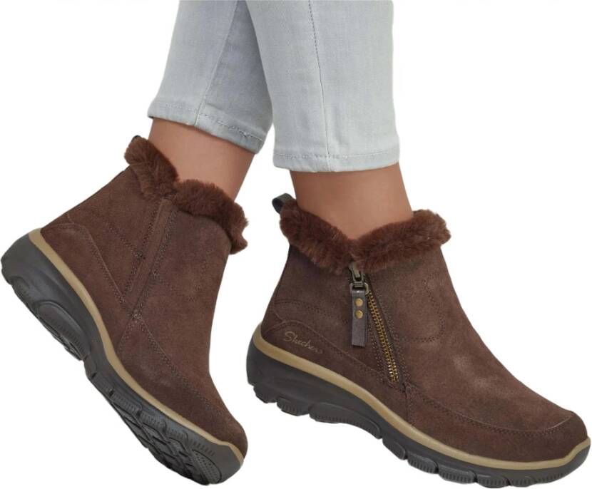 Skechers Easy Going Cool ZIP Enkellaarzen Brown Dames